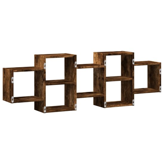 Wandschap Bewerkt Hout Kleurig 129 x 18 x 42 cm Gerookt eiken