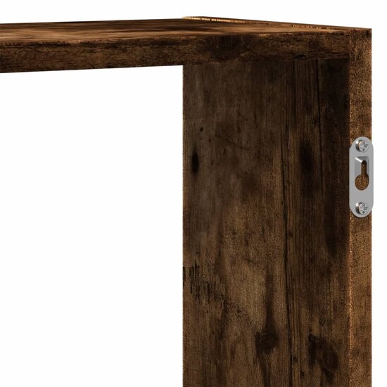 Wandschap Bewerkt Hout Kleurig 129 x 18 x 42 cm Gerookt eiken