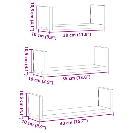 Wandschappen Bewerkt Hout Kleurig Sonoma Eiken 40 x 10 x 10.5 cm