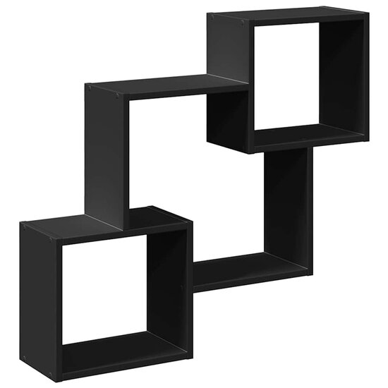 Wandkast 78X18X71 Cm Bewerkt Hout Zwart