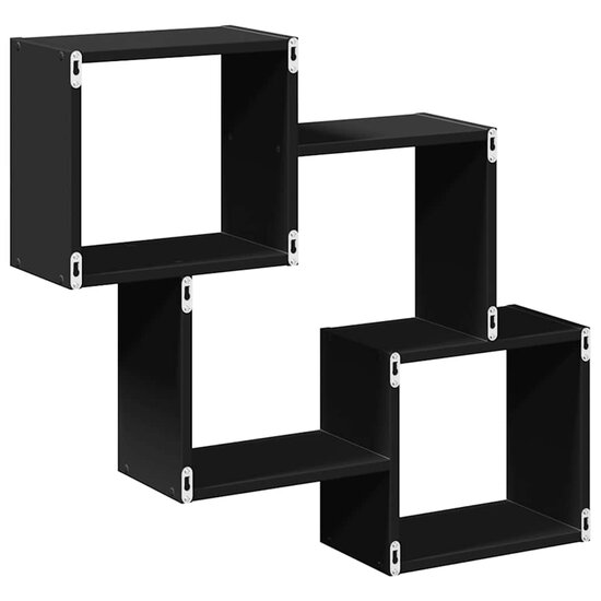 Wandkast 78X18X71 Cm Bewerkt Hout Zwart