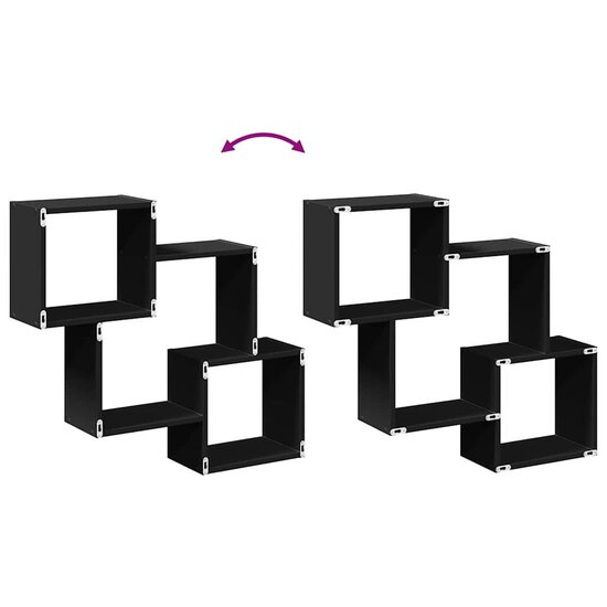 Wandkast 78X18X71 Cm Bewerkt Hout Zwart