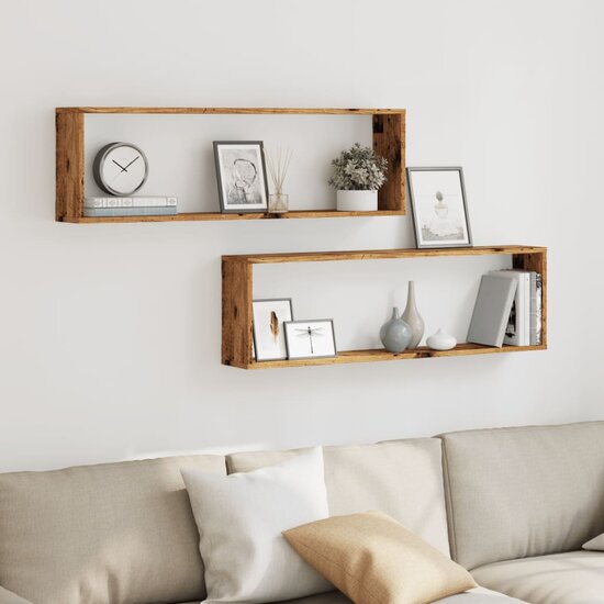 Wandschappen Kubus Bewerkt Hout Oud Hout 2 100 x 15 x 30 cm
