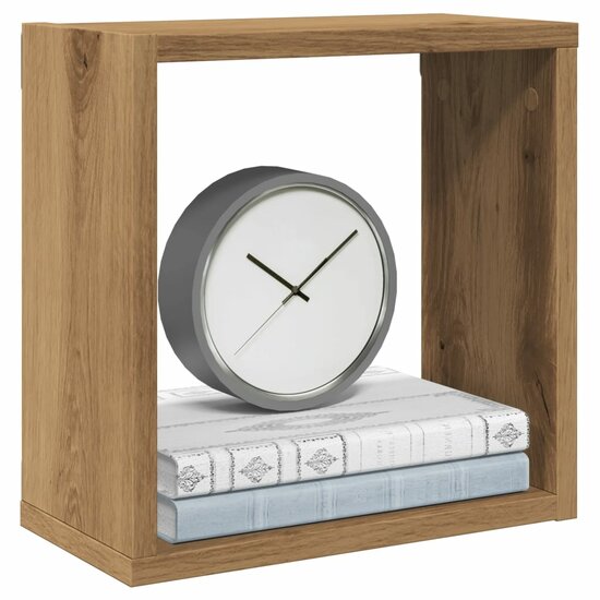 Wandschappen Kubus 4St 30X15X30Cm Bewerkt Hout Artisanaal Eiken Artisanaal Eikenkleurig 30 x 15 x 30 cm