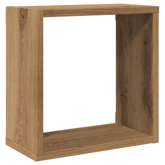 Wandschappen Kubus 4St 30X15X30Cm Bewerkt Hout Artisanaal Eiken Artisanaal Eikenkleurig 30 x 15 x 30 cm