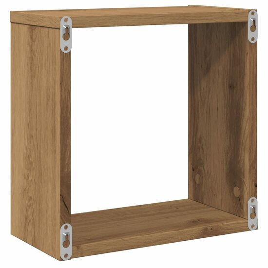 Wandschappen Kubus 4St 30X15X30Cm Bewerkt Hout Artisanaal Eiken Artisanaal Eikenkleurig 30 x 15 x 30 cm