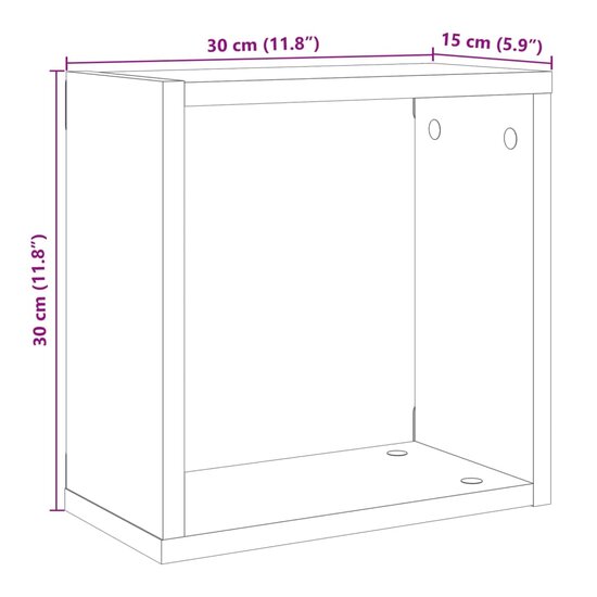 Wandschappen Kubus 4St 30X15X30Cm Bewerkt Hout Artisanaal Eiken Artisanaal Eikenkleurig 30 x 15 x 30 cm