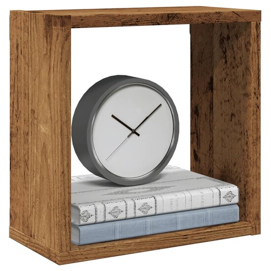 Wandschappen Kubus 30X15X30Cm Bewerkt Hout Kleurig Oud Hout 4 30 x 15 x 30 cm