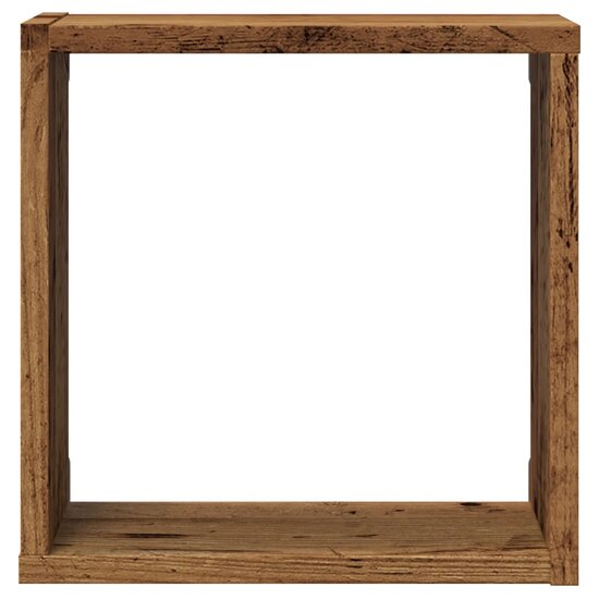 Wandschappen Kubus 30X15X30Cm Bewerkt Hout Kleurig Oud Hout 4 30 x 15 x 30 cm