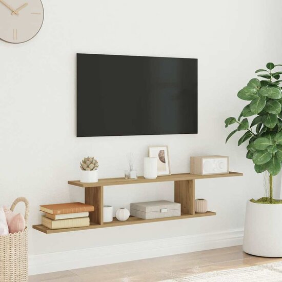 Tv-Wandschap 125X18X23 Cm Bewerkt Hout artisanaal eikenkleurig