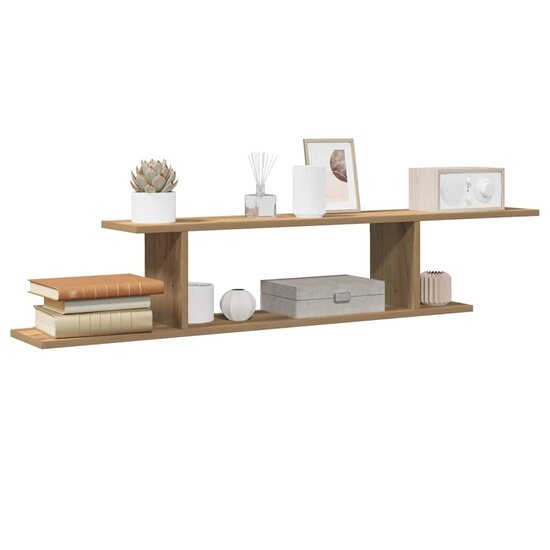 Tv-Wandschap 125X18X23 Cm Bewerkt Hout artisanaal eikenkleurig