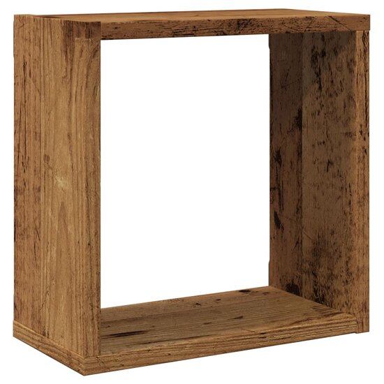 Wandschappen Kubus 30X15X30Cm Bewerkt Hout Kleurig Oud Hout 2 30 x 15 x 30 cm