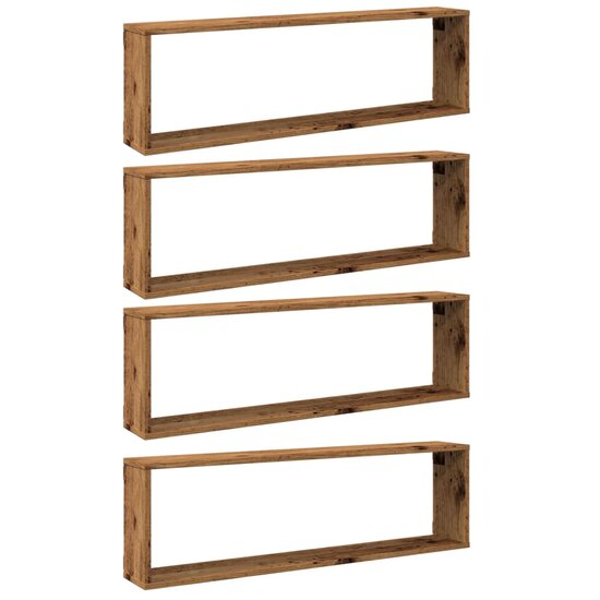 Wandschappen Kubus Bewerkt Hout Oud Hout 4 100 x 15 x 30 cm