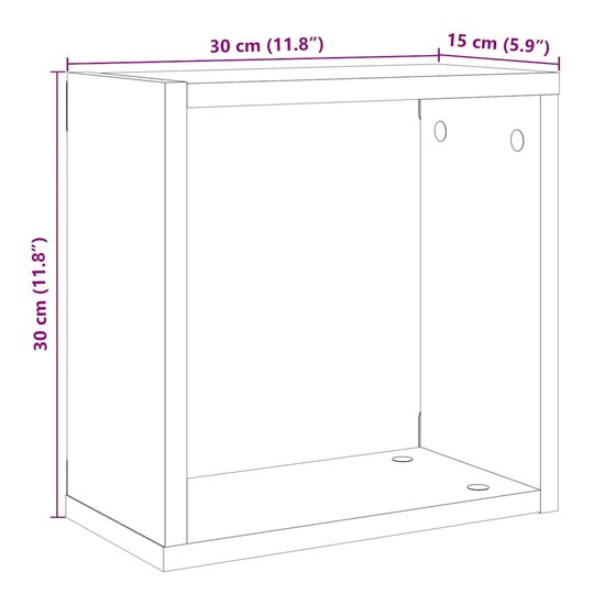 Wandschappen Kubus 6St 30X15X30Cm Bewerkt Hout Artisanaal Eiken Artisanaal Eikenkleurig 30 x 15 x 30 cm