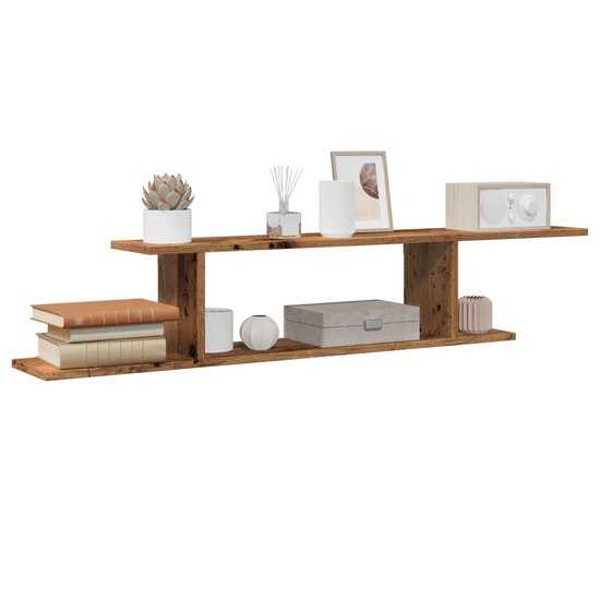 Tv-Wandschap 125X18X23 Cm Bewerkt Hout Kleurig Oud hout