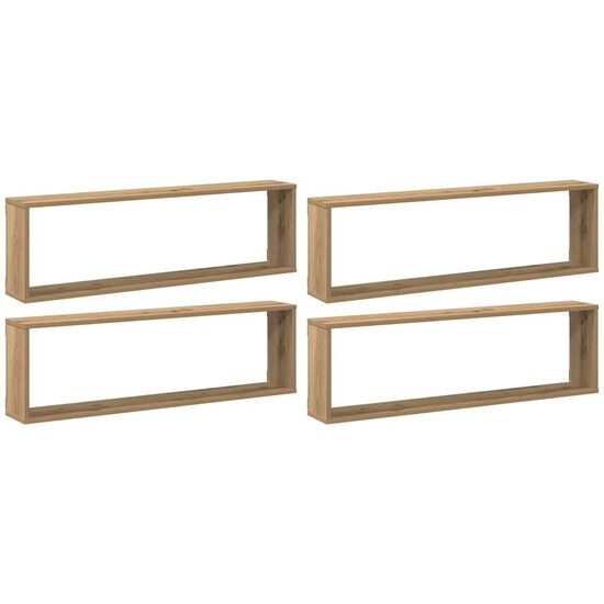 Wandschappen kubus 4st 100x15x30cm bewerkt hout artisanaaleiken