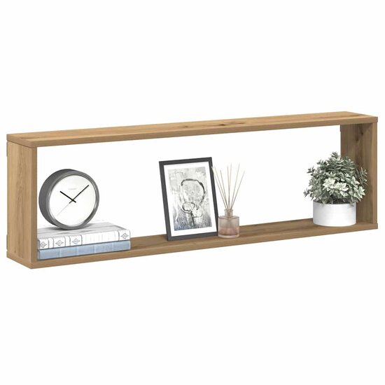 Wandschappen Kubus 2St 100X15X30Cm Bewerkt Hout Artisanaaleiken Artisanaal Eikenkleurig 100 x 15 x 30 cm