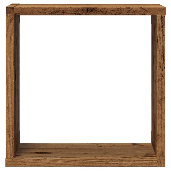 Wandschappen Kubus 30X15X30Cm Bewerkt Hout Kleurig Oud Hout 6 30 x 15 x 30 cm