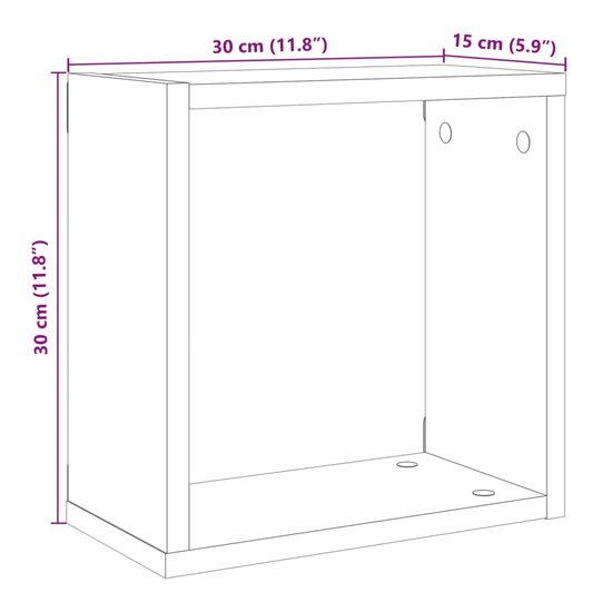 Wandschappen Kubus 30X15X30Cm Bewerkt Hout Kleurig Oud Hout 6 30 x 15 x 30 cm