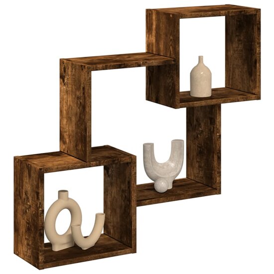 Wandkast 78X18X71 Cm Bewerkt Hout Kleurig Gerookt eiken