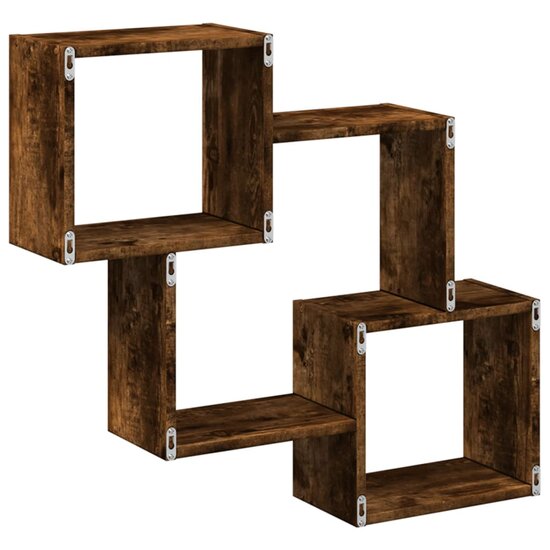 Wandkast 78X18X71 Cm Bewerkt Hout Kleurig Gerookt eiken