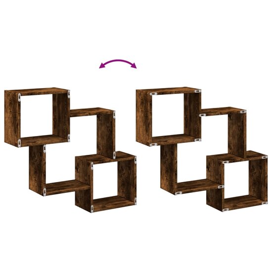 Wandkast 78X18X71 Cm Bewerkt Hout Kleurig Gerookt eiken