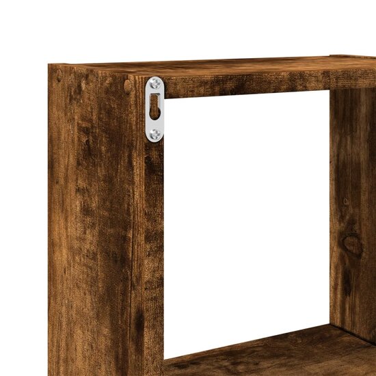 Wandkast 78X18X71 Cm Bewerkt Hout Kleurig Gerookt eiken