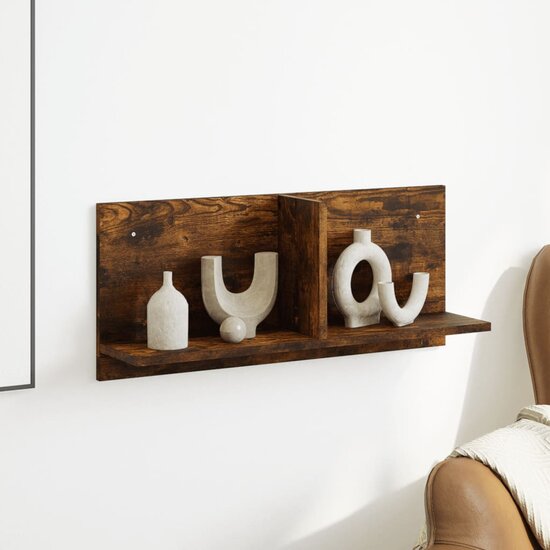 Wandkast 70X16,5X30 Cm Bewerkt Hout Kleurig 70 x 16.5 x 30 cm Gerookt eiken