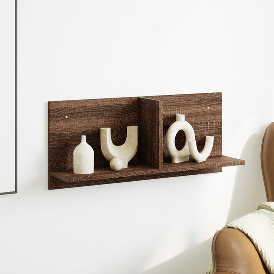 Wandkast 70X16,5X30 Cm Bewerkt Hout 70 x 16.5 x 30 cm bruin eikenkleur