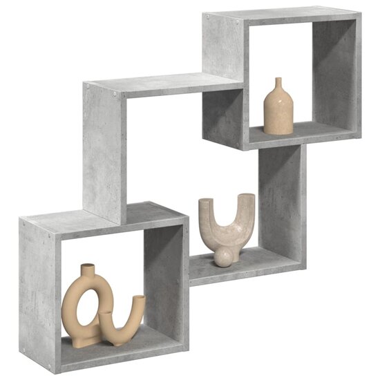 Wandkast 78X18X71 Cm Bewerkt Hout Betongrijs