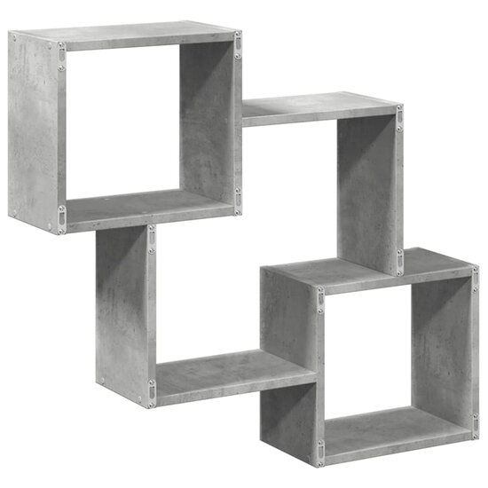 Wandkast 78X18X71 Cm Bewerkt Hout Betongrijs