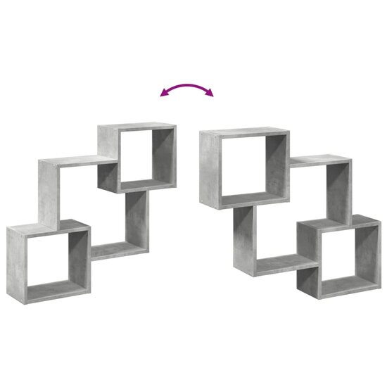 Wandkast 78X18X71 Cm Bewerkt Hout Betongrijs