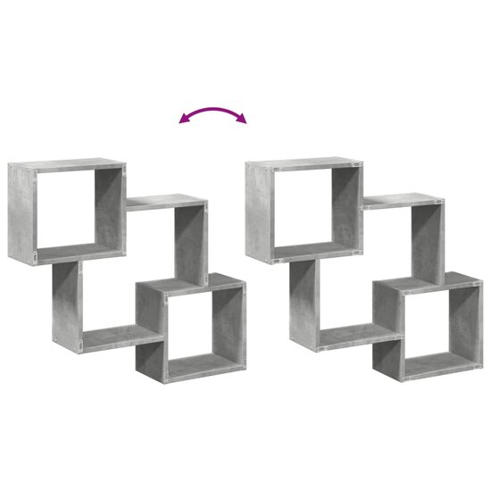 Wandkast 78X18X71 Cm Bewerkt Hout Betongrijs