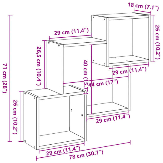 Wandkast 78X18X71 Cm Bewerkt Hout Betongrijs
