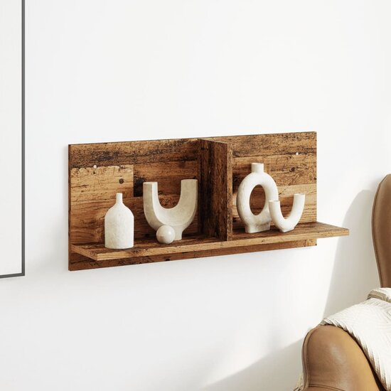 Wandkast 70X16,5X30 Cm Bewerkt Hout Kleurig 70 x 16.5 x 30 cm Oud hout