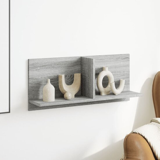 Wandkast 70X16,5X30 Cm Bewerkt Hout Eiken 70 x 16.5 x 30 cm Grijs sonoma