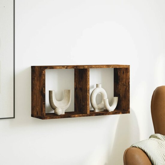 Wandkast Bewerkt Hout Kleurig 60 x 16 x 30 cm Gerookt eiken
