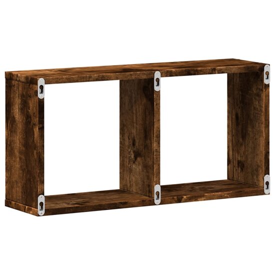 Wandkast Bewerkt Hout Kleurig 60 x 16 x 30 cm Gerookt eiken