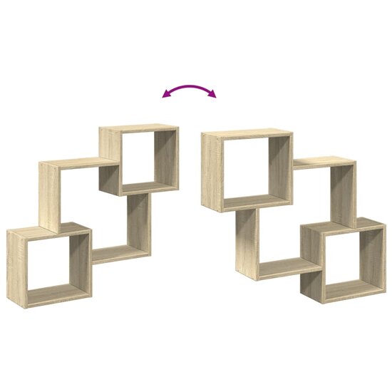 Wandkast 78x18x71 cm bewerkt hout sonoma eikenkleurig