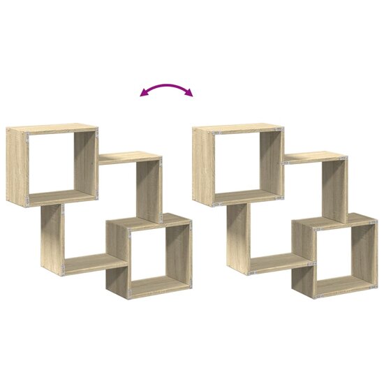 Wandkast 78x18x71 cm bewerkt hout sonoma eikenkleurig