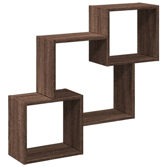 Wandkast 78x18x71 cm bewerkt hout bruin eikenkleur