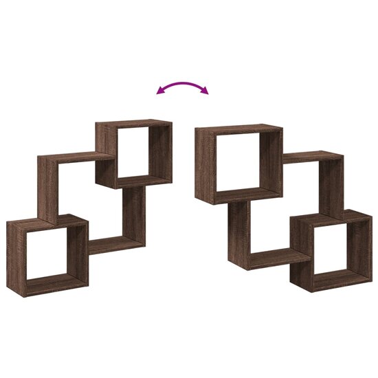 Wandkast 78x18x71 cm bewerkt hout bruin eikenkleur