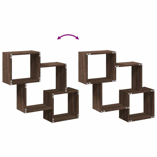 Wandkast 78x18x71 cm bewerkt hout bruin eikenkleur