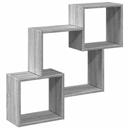Wandkast 78X18X71 Cm Bewerkt Hout Eikenkleurig Grijs sonoma