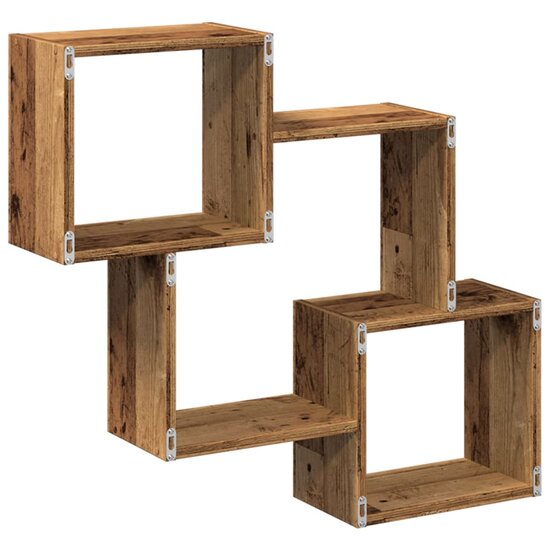 Wandkast 78X18X71 Cm Bewerkt Hout Kleurig Oud hout