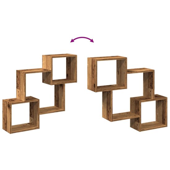 Wandkast 78X18X71 Cm Bewerkt Hout Kleurig Oud hout