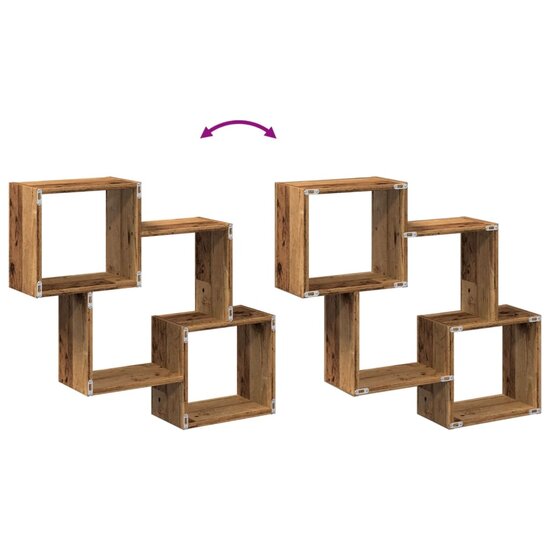 Wandkast 78X18X71 Cm Bewerkt Hout Kleurig Oud hout