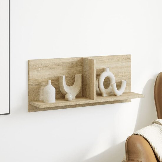 Wandkast 70X16,5X30 Cm Bewerkt Hout Kleurig 70 x 16.5 x 30 cm Sonoma eiken