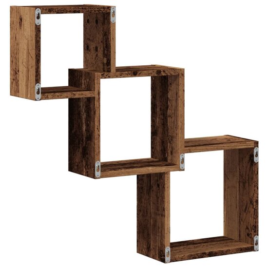 Wandplanken Kubus 68X15X68 Cm Bewerkt Hout Kleurig Oud hout