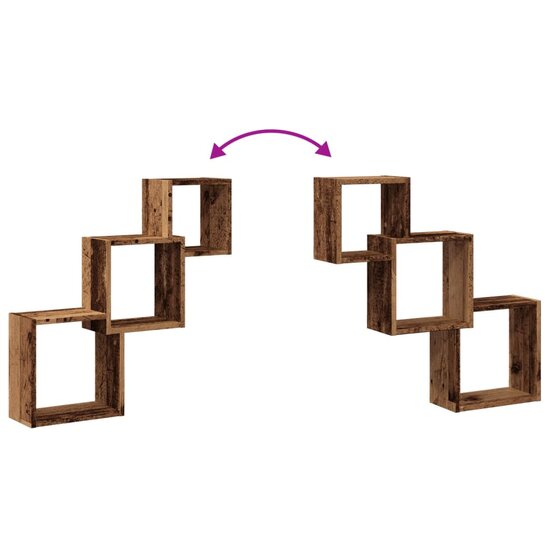 Wandplanken Kubus 68X15X68 Cm Bewerkt Hout Kleurig Oud hout